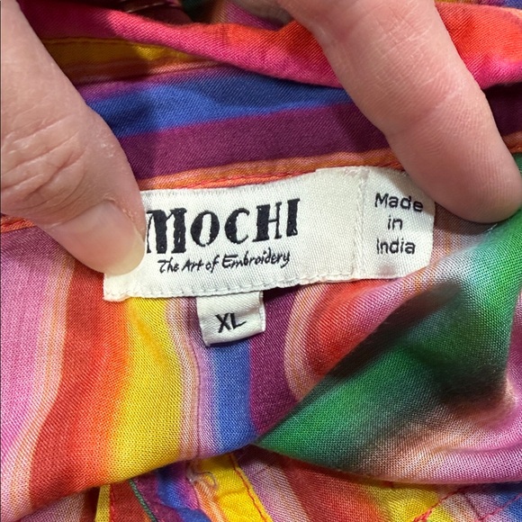 ALL THINGS MOCHI Rainbow Stripe Isabella Short Sleeve Shirt Maxi Dress Size XL - Picture 9 of 9
